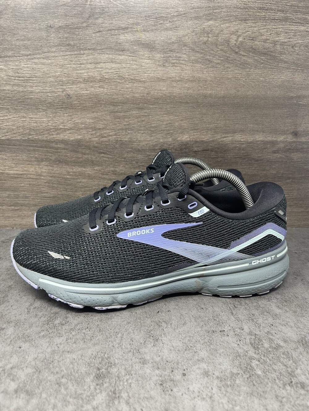 Brooks Ghost 15 Womens Size 10 Black Purple Gray Running Walking Shoes 120380